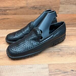 Cole Haan Women's size 10B Black Leather Woven  Loafers Shoes